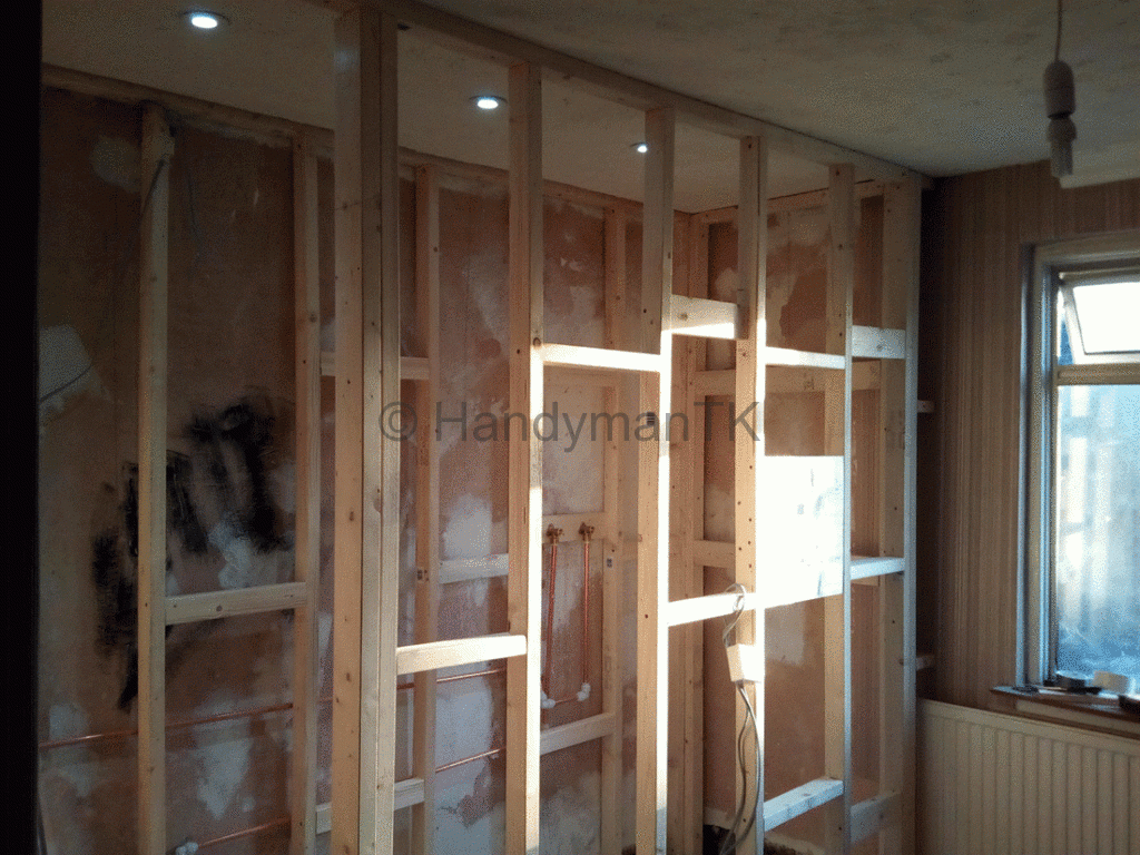HandymanTK installs stud wall for new en-suite shower room