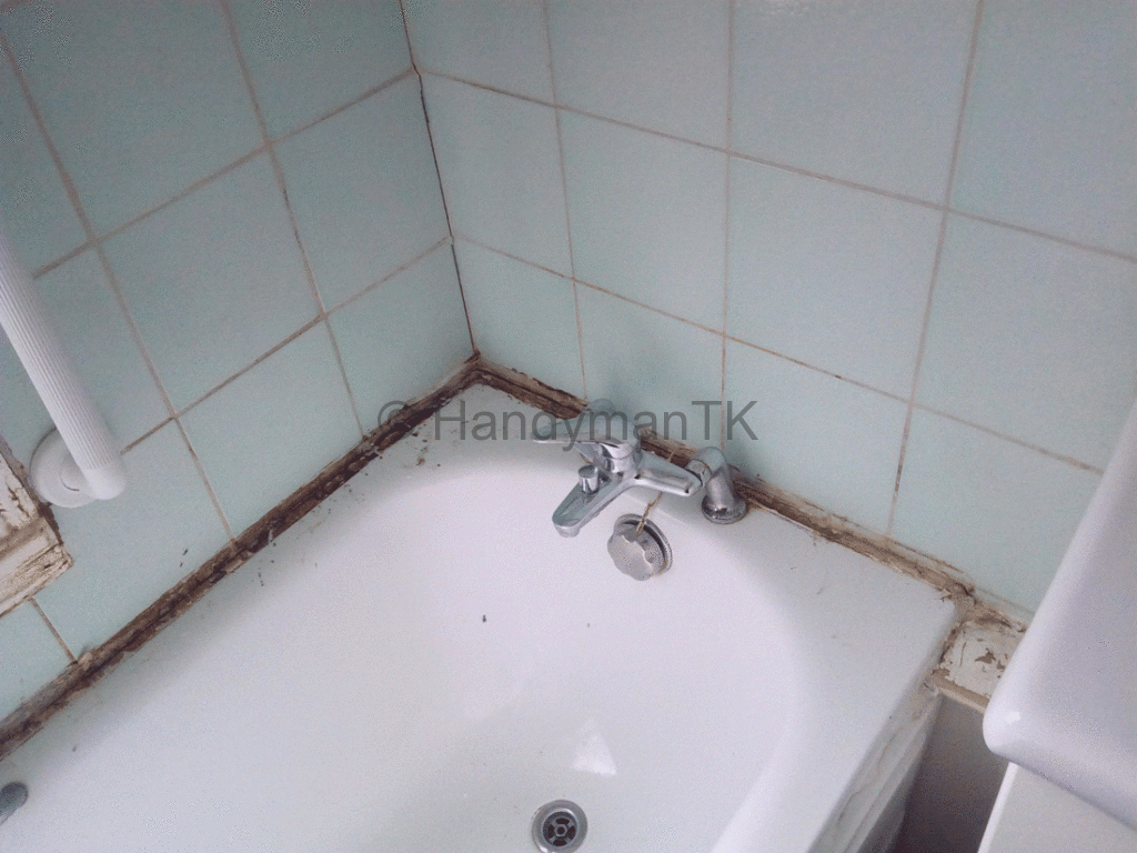 HandymanTK remove seal on bathtub.