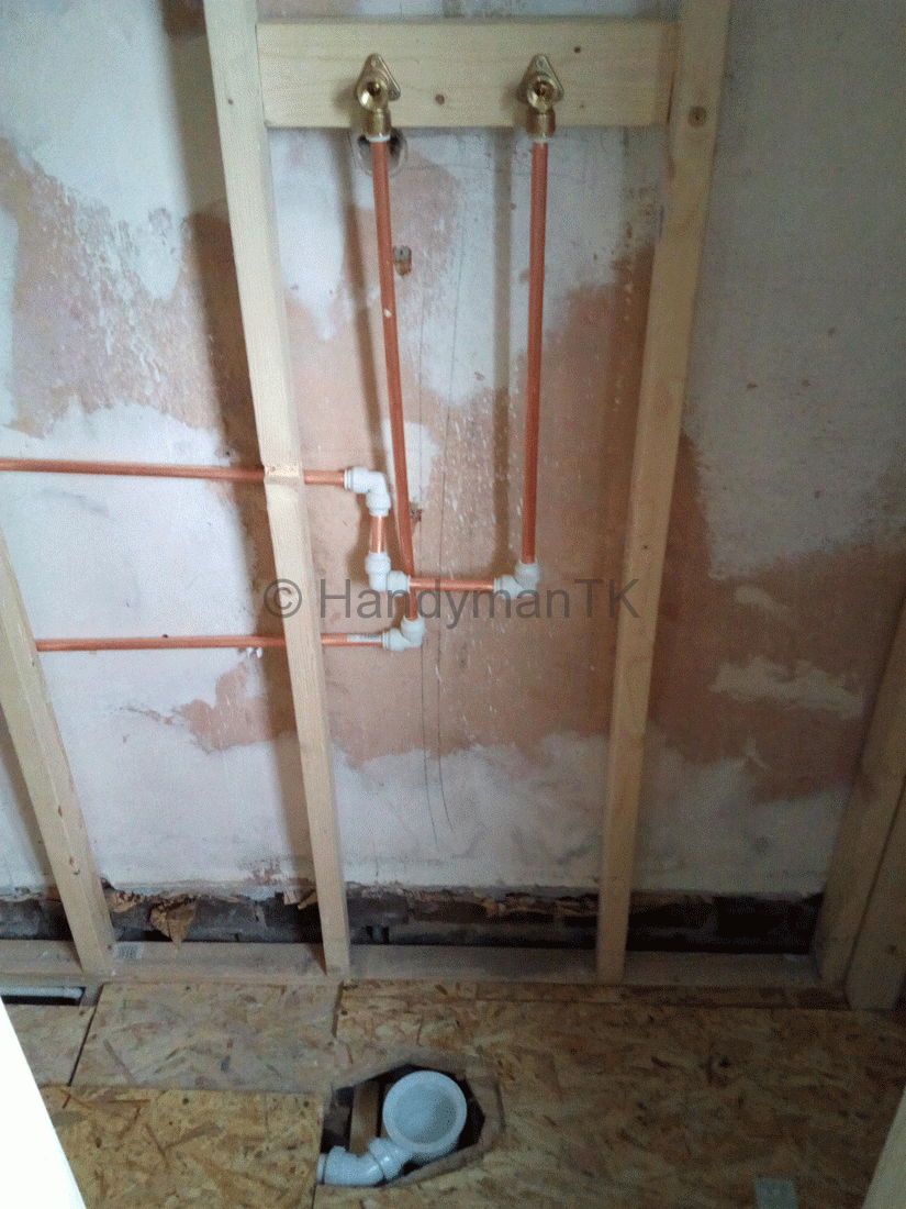 HandymanTK installing pipes for a new shower