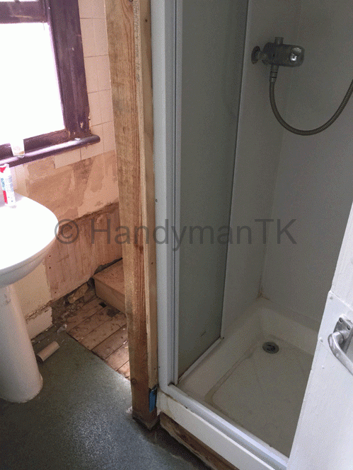 Existing bathroom requires Handyman TK to remodel.