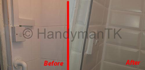 Before and After pictures of Handyman TK remodeling a cloakroom